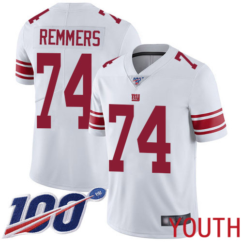 Youth New York Giants 74 Mike Remmers White Vapor Untouchable Limited Player 100th Season Football NFL Jersey
